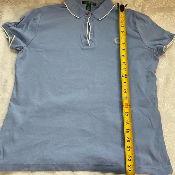 Vintage Lauren Ralph Lauren Navy Blue Polo Shirt Crest Logo Women's Size Large - Picture 8 of 8